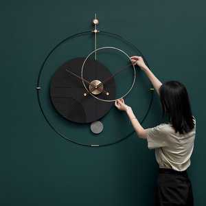 Large Nordic Luxury Wall <b>Clock</b> Round Black Gold Modern Design <b>Battery</b> Powered For Living Room Home Decor - Product Image 3
