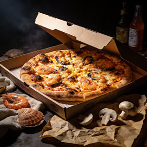 Caja de <span class=keywords><strong>Pizza</strong></span> Rígida Reciclable Impresa Personalizada, 2mm de Grosor, 33x33, Cartón de Papel Kraft, Empaque para Alimentos, Laminación Mate, Apta para Azúcar - Product Image 1