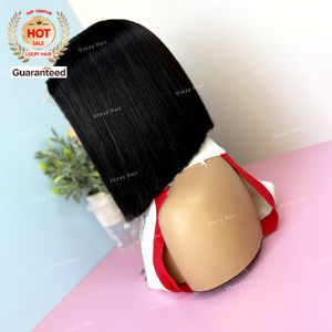 Dernière perruque bob vietnamien droite en os noir naturel non transformé perruque de cheveux humains doublement dessinée 13x6 hd cheveux humains perruque avant de lacet - Product Image 2