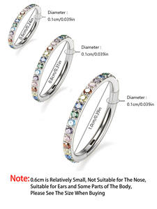 Pendientes de <span class=keywords><strong>labio</strong></span> de 18G de 6mm/8mm/10mm con circonita arcoíris, de acero inoxidable chapado <span class=keywords><strong>en</strong></span> oro de 18K, unisex, <span class=keywords><strong>piercing</strong></span> de nariz, anillo circular articulado de moda - Product Image 2