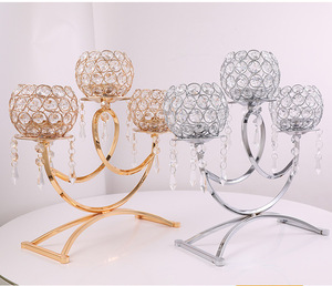 Weddings 3 Arms Candelabra Centerpieces Modern Custom Candle Holder Tapper Luxury <strong>Brass</strong> Gold <strong>Lanterns</strong> and Candle - Product Image 3