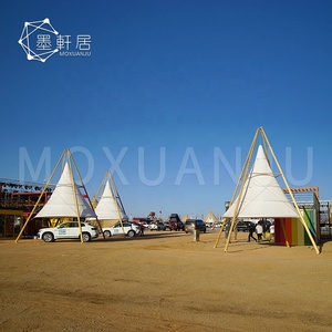 Tienda de Campaña Piramidal Tipo Tipi para Campamento al Aire Libre, Eventos y Fiestas, con Linterna de Bambú - Product Image 6