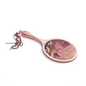 Rose Gold Color High Quality Luxury Support Custom Logo Metal Handheld Epoxy Logo <b>Compact</b> <b>Mirror</b> With Tassel - Product Image 4