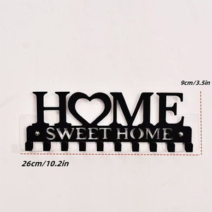Porte-<span class=keywords><strong>clés</strong></span> <span class=keywords><strong>mural</strong></span> en métal noir avec crochets décoratifs pour manteaux et chapeaux, organisateur résistant à la rouille pour l'entrée - Product Image 5
