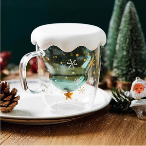 Mug à souhait en forme d'étoile de Noël, verre à double paroi isolé avec poignée, cadeau de Noël - Product Image 4