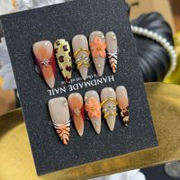 Lot de 10 faux ongles en gel peints à la main pour femmes – Magnifiques ongles acryliques de luxe faits à la main, à presser, de haute qualité