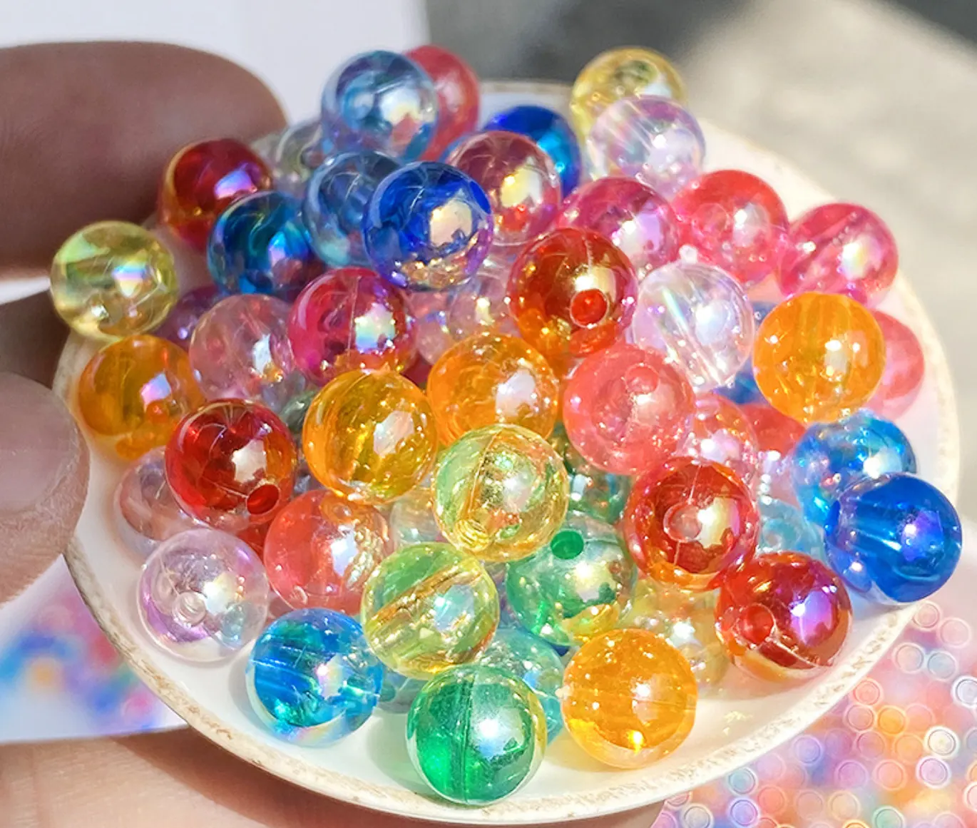 6mm 8mm 10mm Multi holigraphic acrylic round beads with holes