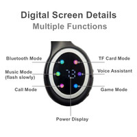 Casque de jeu double mode avec écran LCD, casque sans fil supra-auriculaire, bandeau réglable, pliable avec affichage numérique de la puissance