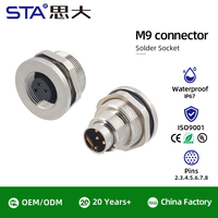 Connecteur étanche M9 en métal, mâle et femelle, à 2, 3, 4, 5, 6, 7, 8 broches, à souder, pour montage sur panneau avant/arrière, vente en gros d'usine