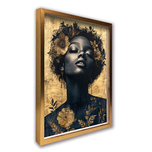 Golden Bloom Afrika Wanita Kecantikan Seni cetak di kanvas lukisan seni laris - Product Image 2
