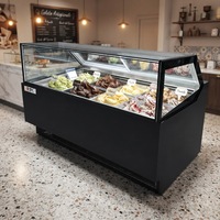 Congelador de Gelato RTK de Baja Temperatura con Enfriamiento por Aire, Vitrina de Helados Estilo Europeo, Equipo de Refrigeración 110V 60HZ