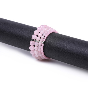 Của phụ nữ 4/6/8/10mm Vòng ngọc bích đính cườm Vòng đeo tay đàn hồi căng thạch anh hồng năng lượng chữa bệnh đồ trang sức - Product Image 2