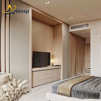 Aimsp Modernes Hotelmöbel-Set mit neuartigem Design-Bett, TV-Ständer, Kamin-Schrank aus umweltfreundlichem, wasserabweisendem Sperrholz
