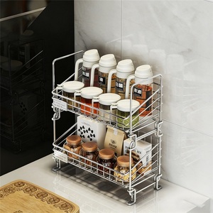 Standing Type Modern Stainless Steel Kitchen Towel Use Seasoning <b>Storage</b> <b>Rack</b> Double Tier Waterproof Drain <b>Rack</b> - Product Image 3