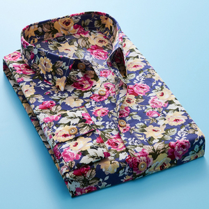 Camicia da <span class=keywords><strong>uomo</strong></span> TONGYANG casual slim fit a maniche lunghe con stampa floreale, camicia elegante in cotone a fiori da <span class=keywords><strong>uomo</strong></span>, taglie forti fino alla <span class=keywords><strong>5XL</strong></span> - Product Image 4