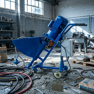 Blue Mortar Spray Machine 45L Hopper 5M Vertical 20M Horizontal Conveying High Efficiency Pump Motor <b>Powered</b> Easy Maintenance - Product Image 4
