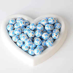 Perles rondes en acrylique plaqué couleur nacrée 16 mm, motif griffe de chat, pour la confection de chaînes de téléphone portable, porte-clés, accessoires de stylo, décoratifs - Product Image 5