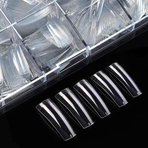 2022 Newest 500Pcs Clear/Natural Color Artificial Soft Gel Nail Tips Tapered Half Cover Acrylic Square Coffin Nail Tip