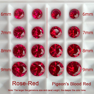 พลอยทับทิมสังเคราะห์ทรงกลมเจียระไนแบบเหลี่ยมคม สีแดงเลือดนก สำหรับฝังและประดับเครื่องประดับ - Product Image 2