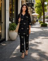 Ensemble coordonné en coton, col en V, tissu doux de qualité supérieure, léger, confortable, tenue deux pièces, vêtements de bureau, séchage rapide, élégant