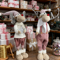Transfrontalier nouveau noël mignon renne rose salopette décor à la maison canapé ornement usine en gros forme de poupée