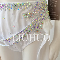 Ensemble de danse pour enfants LIUHUO blanc en deux pièces avec des embellissements en strass irisés et un détail en mousseline asymétrique