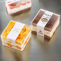 Boîte d'emballage carrée transparente jetable en PS de qualité alimentaire, 9,5*9,5*6,5 cm, épaisseur 0,8 mm, 440 ml, avec logo personnalisé, MOQ 30 sets