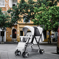 Poussette double 3-en-1 pour jumeaux, poussette tandem pliable légère en aluminium avec grand panier de rangement pour nouveau-nés jusqu'à 4 ans