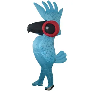 Мультфильм синий Аниме животных Косплей надувной костюм талисмана Хэллоуин попугай одежда для мужчин и взрослых унисекс