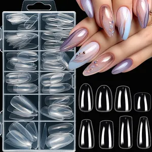 120 Uñas Postizas de Gel Suave Transparente en 8 Estilos, Cortas/Largas, Cuadradas/Ovaladas/Forma Ataúd, 12 Tamaños, Cobertura Completa, Puntas Acrílicas Artificiales - Product Image 2