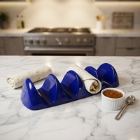 MUW Bestwares - Soporte para Tacos de Melamina Azul Cobalto, Venta al por Mayor de Fábrica, Soporte para Tacos Irrompible para Restaurantes Mexicanos y Servicios de Catering