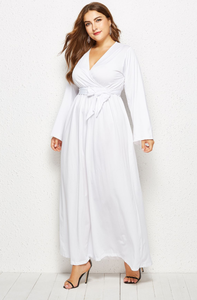 Phụ Nữ Không Thường Xuyên Rắn Màu Sexy Dài-Tay V Sâu Bên Váy Của Phụ Nữ Buổi Tối Ăn Mặc <span class=keywords><strong>Pluz</strong></span> Kích Thước - Product Image 4