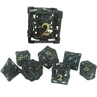 Lot de 7 dés polyédriques carrés creux en cuivre pour monstres de Dungeons and Dragons, vente en gros