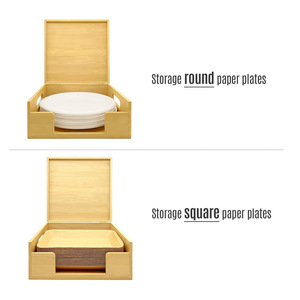 Bamboo Plate <b>Storage</b> <b>Box</b> Rectangle 18L Eco Friendly <b>Kitchen</b> Organizer Desktop <b>Storage</b> Bin Standing Type - Product Image 3