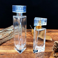 Flacon de parfum en verre transparent triangulaire élégant de 30 ml et 40 ml, échantillon gratuit, beau flacon vide, vaporisateur élégant, impression d'écran