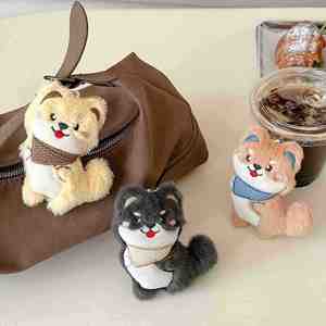 Adorable Colgante de Peluche Shiba Inu, Lindo Perro de Dibujos Animados para Bolsos y Mochilas, Amarillo/Caqui/Negro - Product Image 4