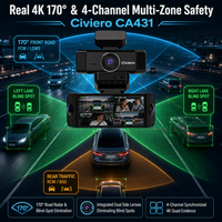 Caméra embarquée intelligente 4K, caméra de véhicule 4 canaux, enregistreur vidéo WiFi, caméra double avant et arrière, DVR de voiture