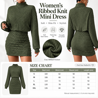 Robe sexy en tricot rayé à col montant et manches longues, style nouveau, moulante, personnalisée en usine pour femmes
