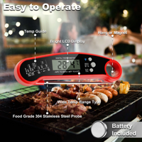 Thermomètre numérique pour viande avec affichage rétroéclairé à lecture ultra-rapide, sonde pliable pour barbecue, cuisson et utilisation en cuisine