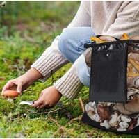 Grand couteau à champignons et à truffes à manche en bois pour la cuisine et l'extérieur, couteau à champignons pliable pour le jardinage avec brosse