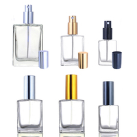 Promotion : Flacon de Parfum/Sérum/Distributeur d'Huile Cosmétique en Verre Transparent Rectangulaire de 15ml, 30ml, 50ml, 100ml avec Atomiseur