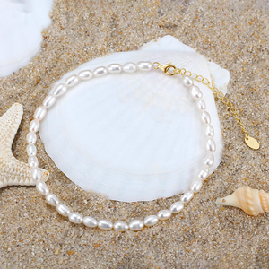 RINNTIN SA38 cavigliere di gioielleria raffinata di nuovo arrivo per le donne cavigliere di perle d'acqua dolce placcate oro 14K per le donne <span class=keywords><strong>argento</strong></span> Sterling - Product Image 5