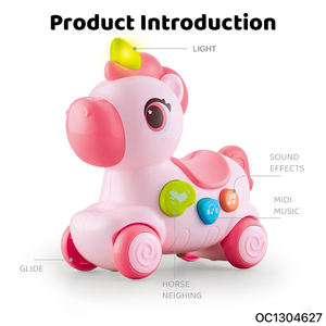 Nouveau <span class=keywords><strong>jeu</strong></span> interactif parent-enfant, cheval en plastique à piles pour les parents et la petite fille de 1 an avec lumière et son - Product Image 5