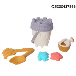 QS pas cher prix fabrication plage jouet coloré adultes bambin filles sable Paly pliant Silicone plastique plage jeu seau ensemble jouets - Product Image 5