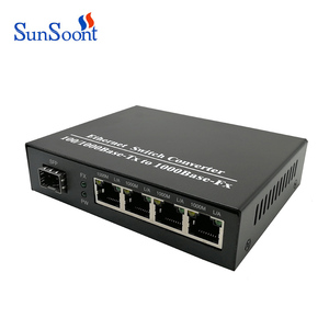 4 cổng Ethernet một SFP cổng sợi chuyển đổi 1000Mbps đen kim loại bìa - Product Image 6