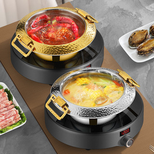 304 Stainless Steel Mini Hot <b>Pot</b> 16Cm Gold Silver <b>Induction</b> Compatible <b>For</b> Gas Stove Commercial Use Soup <b>Pot</b> - Product Image 1