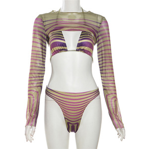 2024 donna costumi da bagno e costumi da bagno costumi da bagno costumi da bagno tre pezzi manica Bikini - Product Image 6