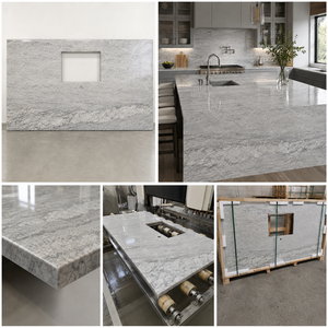 New River <b>White</b> Granite Prefab Vanity Top Granite Countertop Natural Stone Vanity Top Work Surface Cut-to-Size - Product Image 6