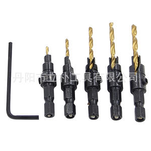 Hex Shank <b>Countersink</b> <b>Drill</b> <b>Bit</b> Set 6 8 10 12 With Screwdriver For Nonferrous Metals Bright Finish - Product Image 3