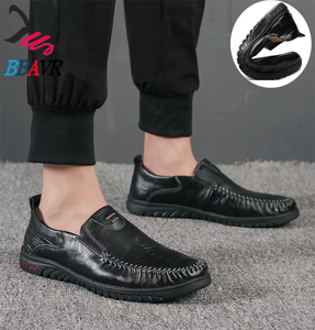 Botas Casuales de Piel para Hombre, Transpirables, Negras y Marrones, Zapatos Planos con Suela Suave, Cierre Deslizante, Forro de Algodón para Primavera, Otoño e Invierno - Product Image 4